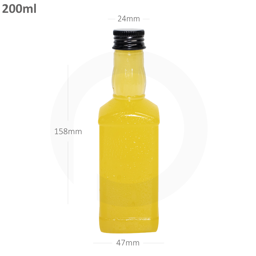200ml A PET Plastic Bottle with Black Alu Cap 200/ctn