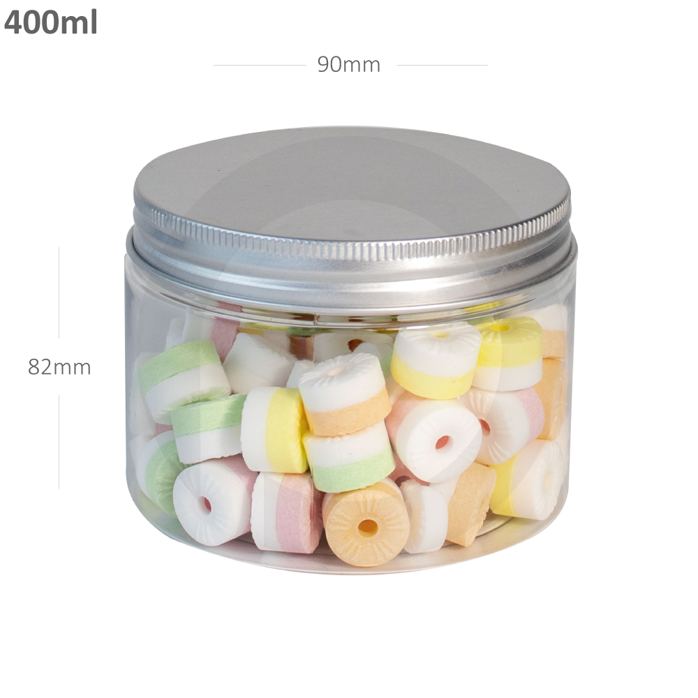 400ml/90mm PET Plastic Jar with Alu Cap 150/ctn