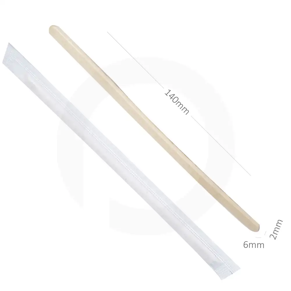 [035001] 140mm Wooden Coffee Stirrer Paper Wrap 2000/ctn