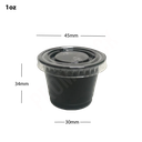 1oz PP Plastic Black Sauce Cup with PET Clear Lid 2000/ctn