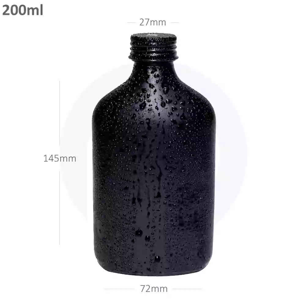 200ml B Black Cold Brew Glass Bottle Black Alu Cap  50/Ctn