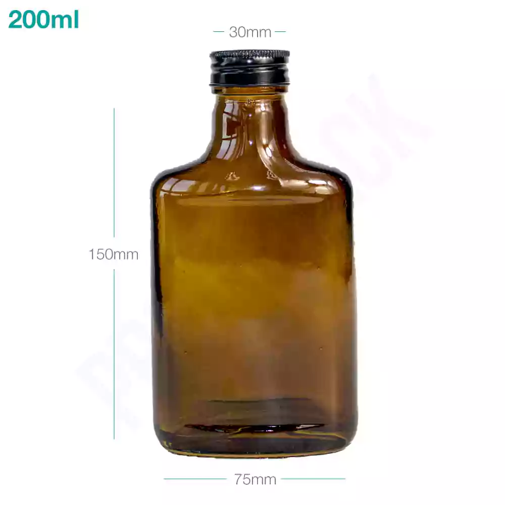 [027003] 200ml D Brown Cold Brew Glass Bottle Black Alu Cap  50/Ctn