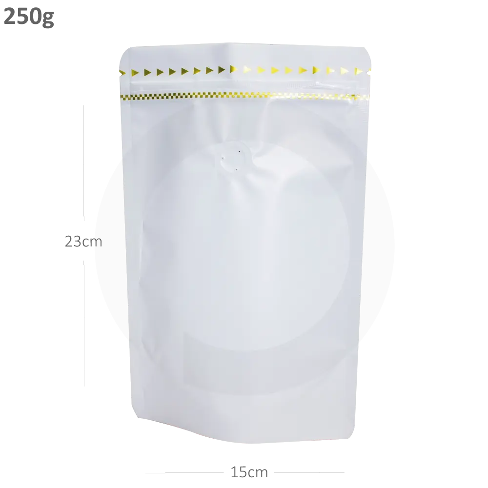 250g White Stand Up Ziplock Valve Bag 300/ctn