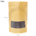 500g Kraft Stand Up Ziplock & Window Bag 250/ctn