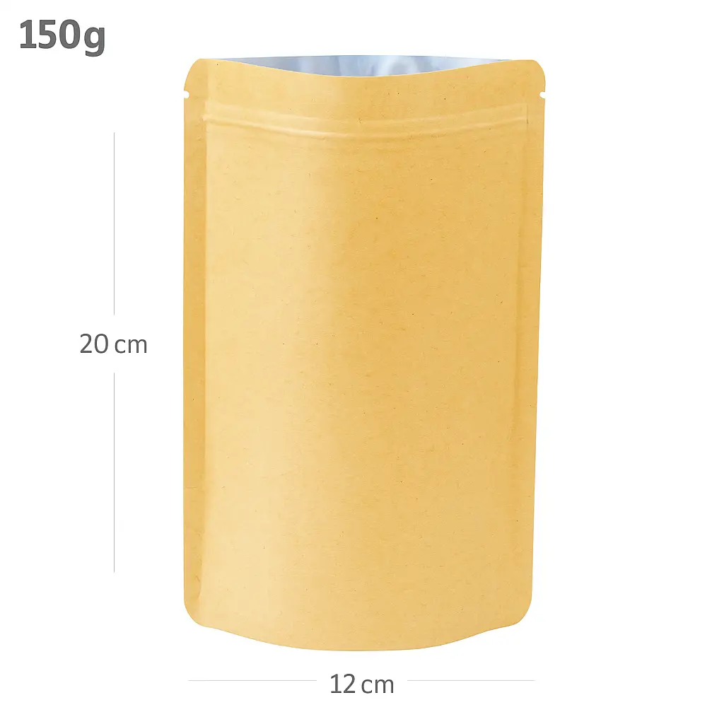 150g Kraft Stand Up Ziplock Bag 250/ctn