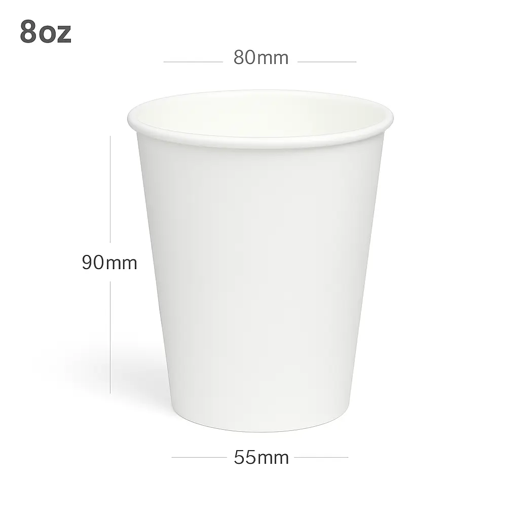 8oz Single Wall White Paper Cup 1000/ctn
