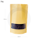 1000g Kraft Stand Up Ziplock & Window Bag 250/ctn