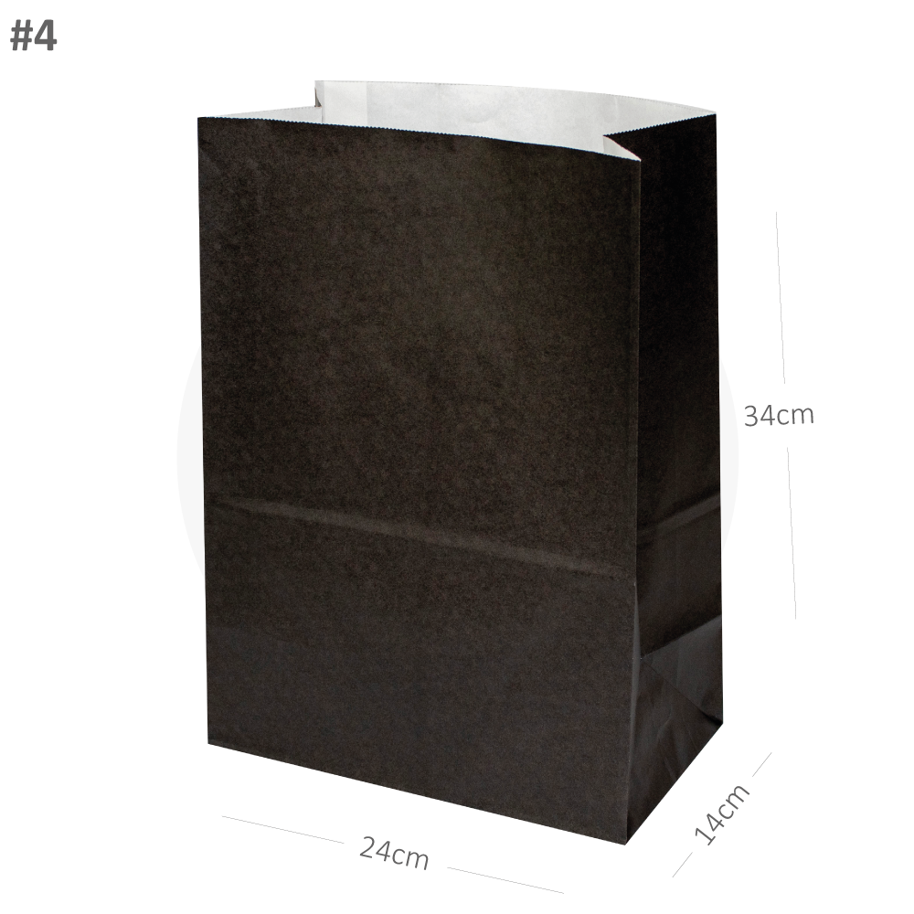 Black - #2414 White Paper No Handle Bag 200/ctn