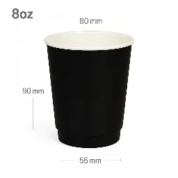 [015068] Black - 8oz Double Wall White Paper Cup 500/ctn