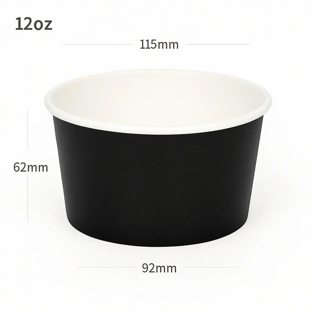 [015074] Black - 12oz White Paper Soup Cup 500/ctn