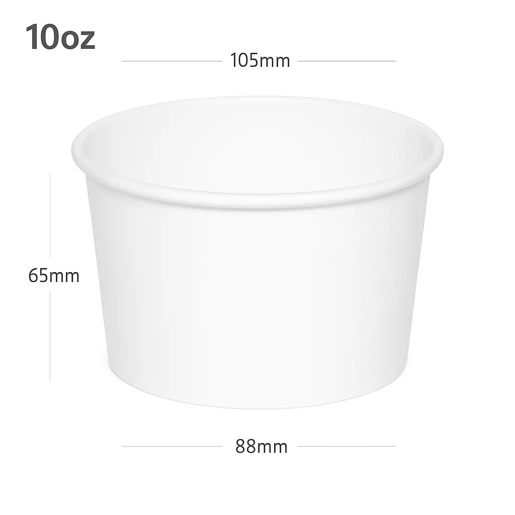 10oz White Paper Ice Cream Cup 1000/ctn