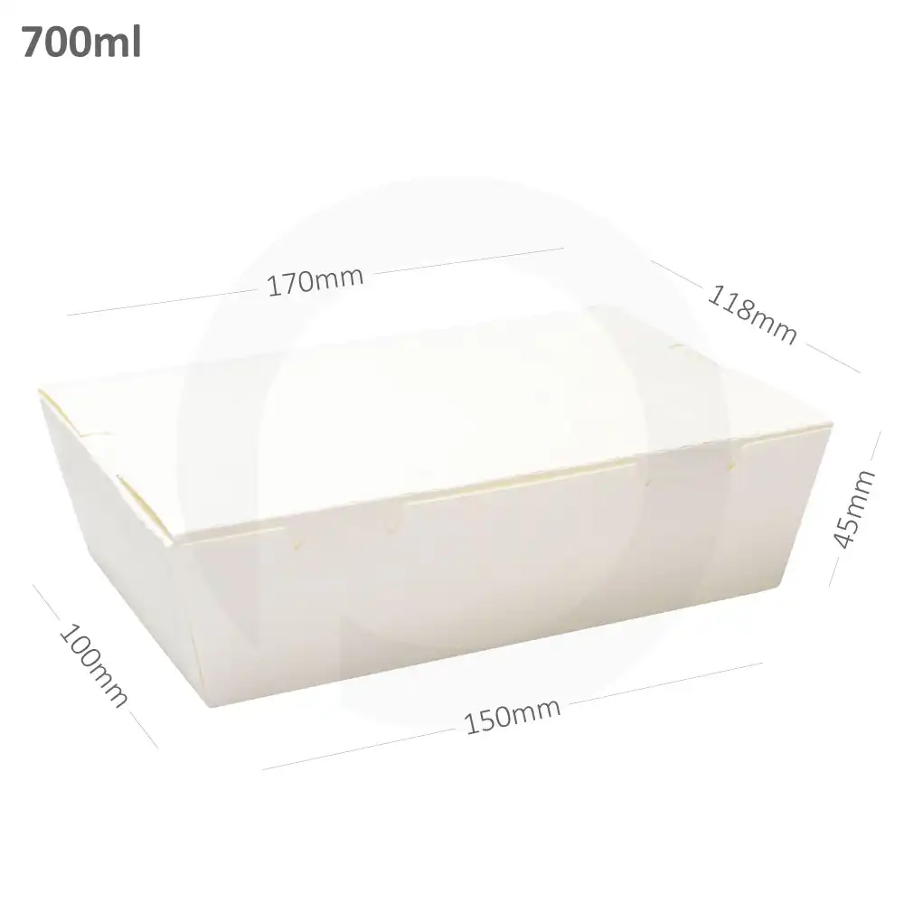 700ml White Paper Lunch Box 200/ctn