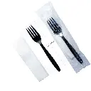 PS Plastic Black Fork & Napkin Film Wrap 500/ctn