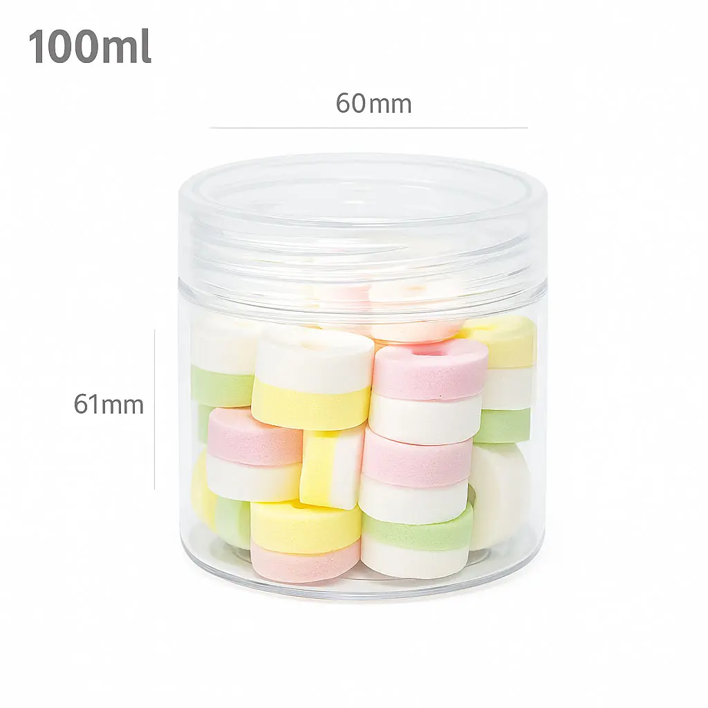 100ml/60mm PET Plastic Jar Clear PP Cap 100/ctn