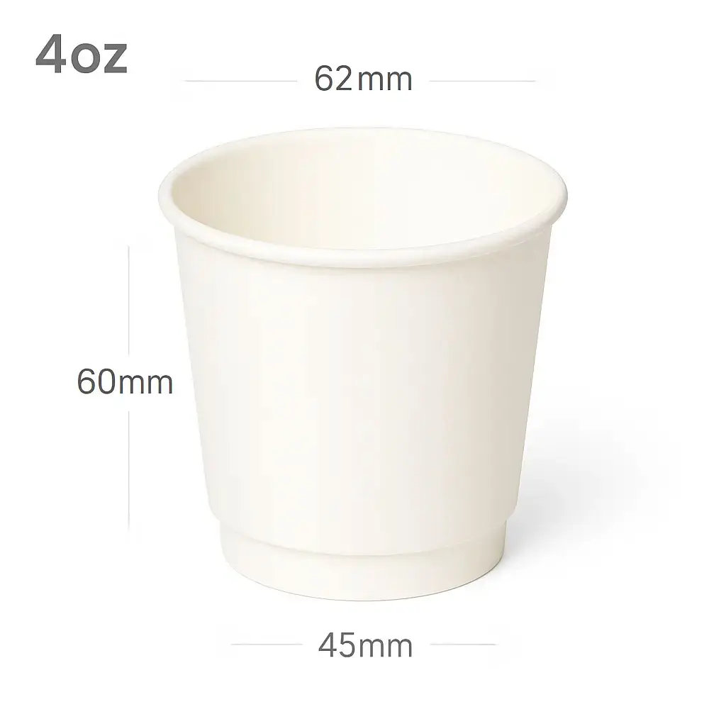 4oz Double Wall White Paper Cup 500/ctn