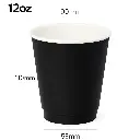 Black - 12oz Double Wall White Paper Cup 500/ctn