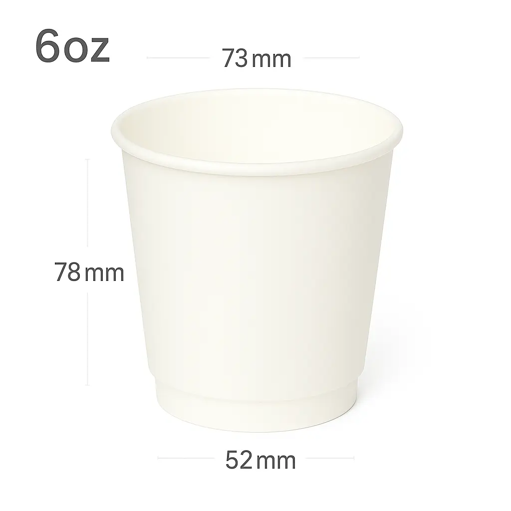 6oz Double Wall White Paper Cup 500/ctn