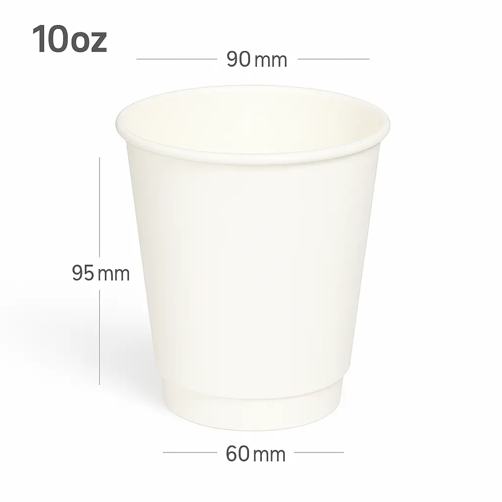 10oz Double Wall White Paper Cup 500/ctn