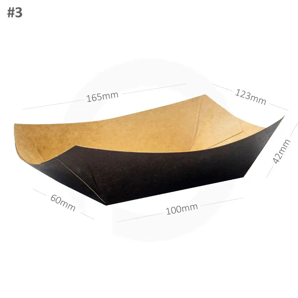 [052013] Black - #3 Kraft Paper Food Tray 500/ctn