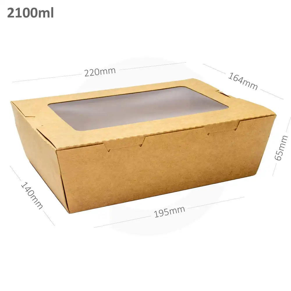 [052019] 2100ml W Kraft Paper Window Lunch Box 200/ctn