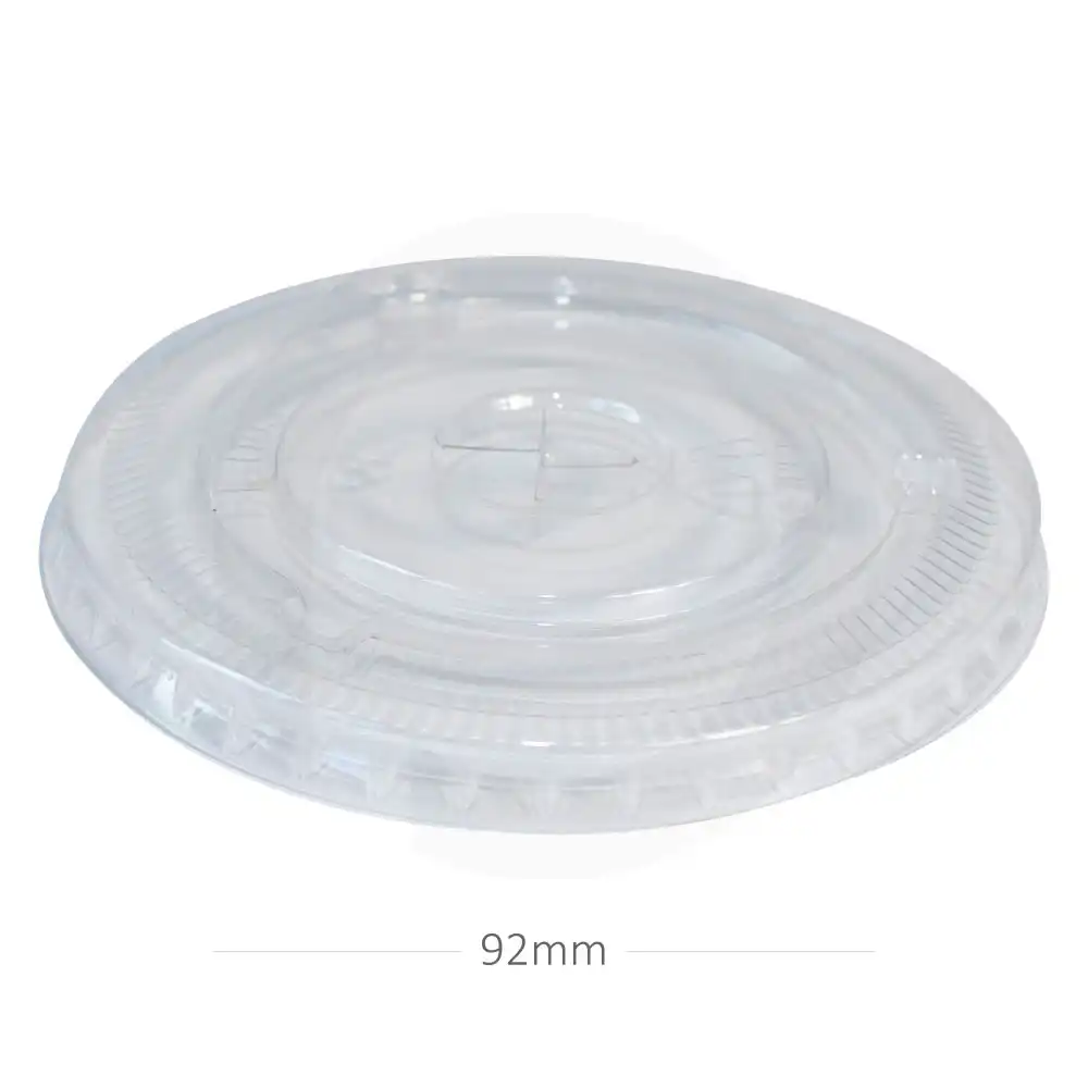 [012005] 92mm Clear PET Plastic X Hole Flat Lid 1000/ctn