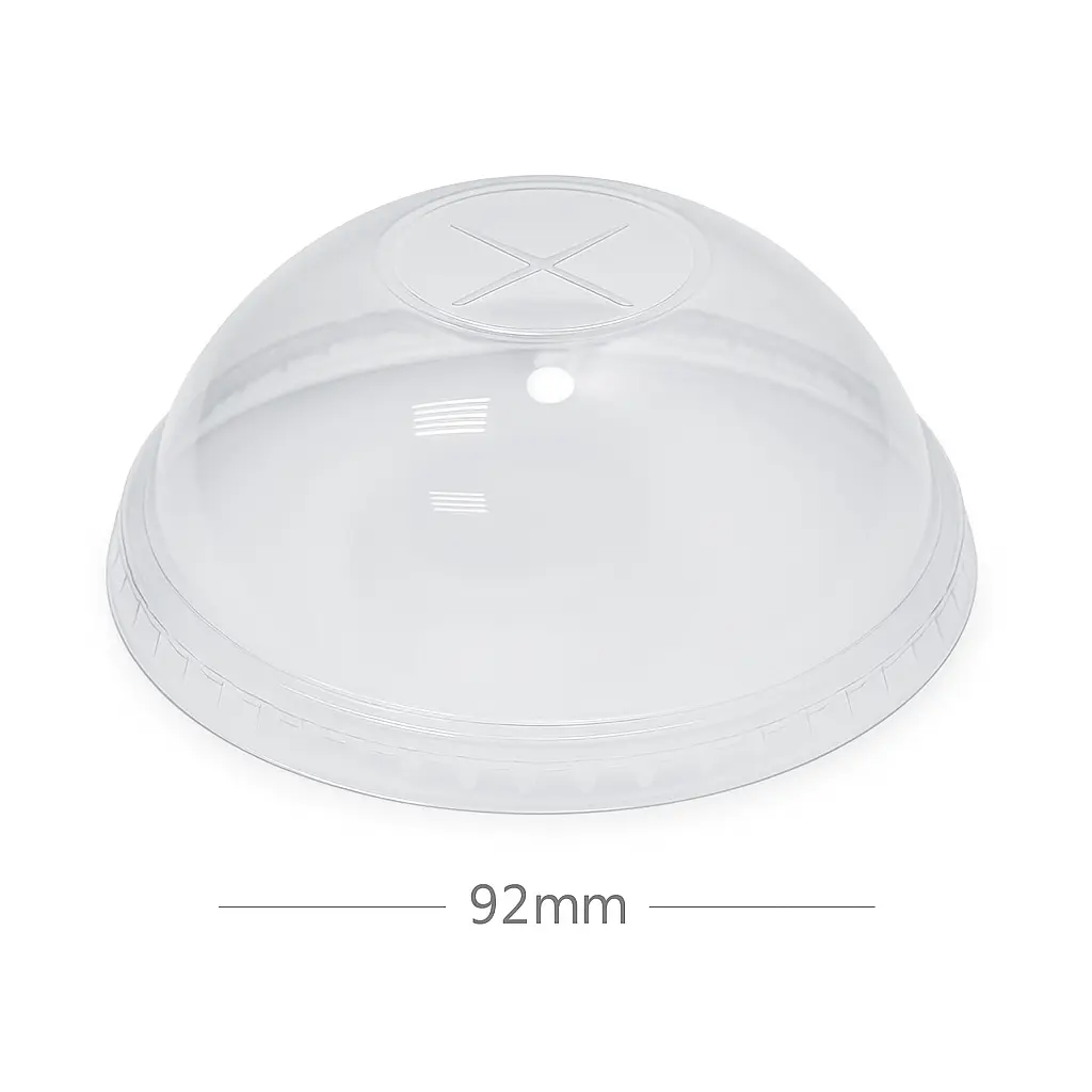 92mm Clear PET Plastic X Hole Dome Lid 1000/ctn