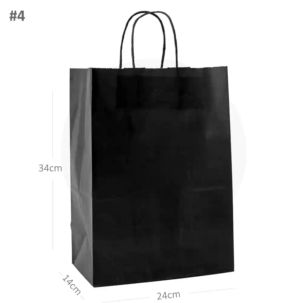 Black - #2414 White Paper Twisted Handle Bag 200/ctn