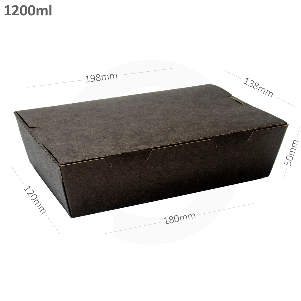 Balck - 1200ml A Kraft Paper Lunch Box 200/ctn