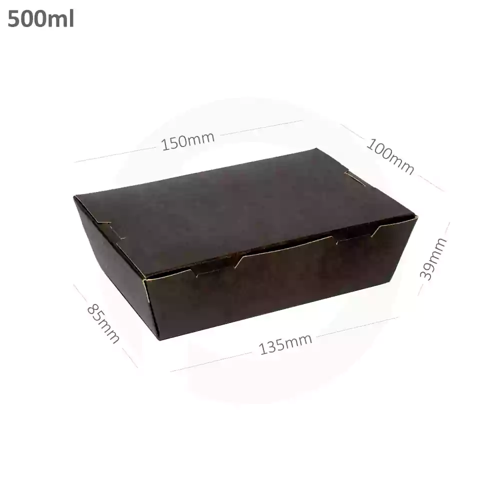 Black - 500ml A Kraft Paper Lunch Box 200/ctn