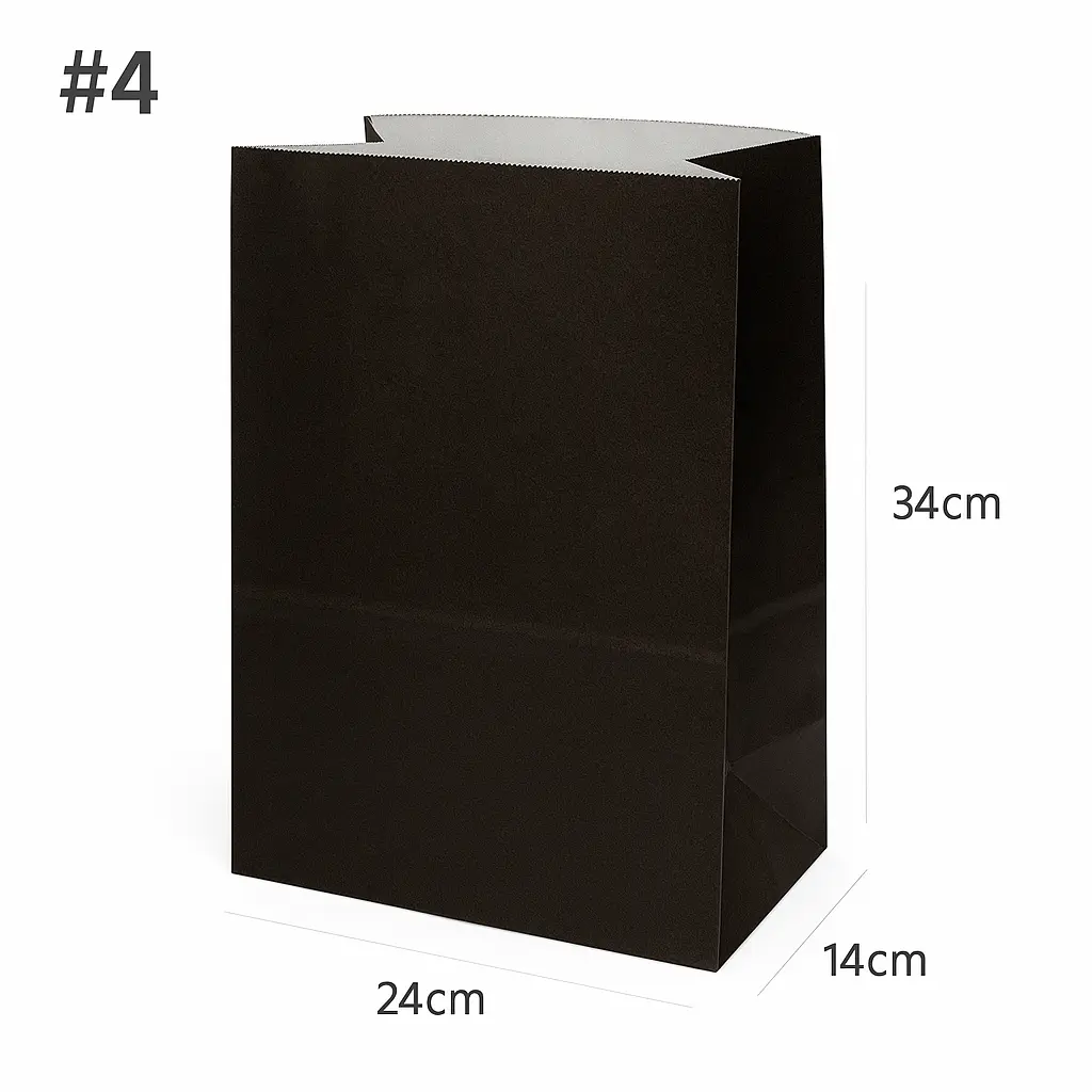 [042043] Black - #2414 White Paper No Handle Bag 200/ctn