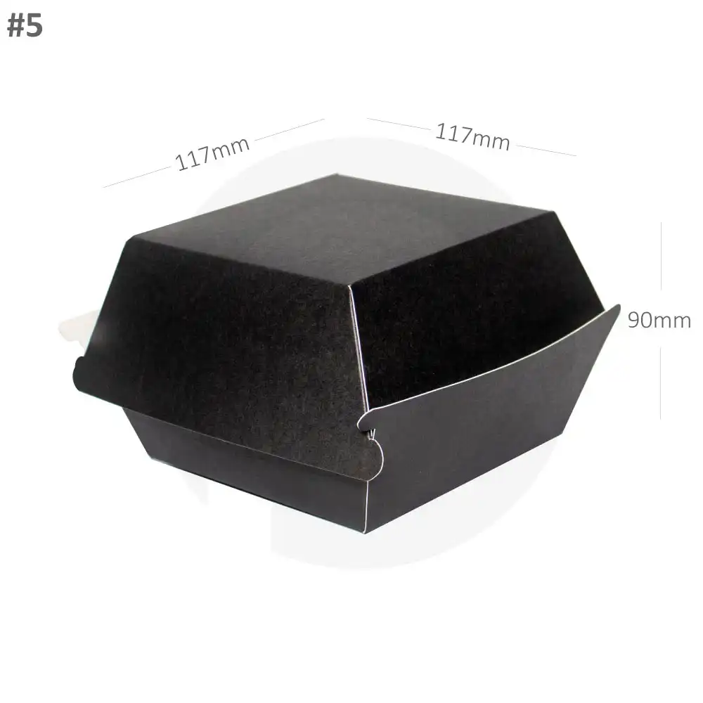 Black - #5 Burger Kraft Paper Box 117×117×90H mm 200/ctn