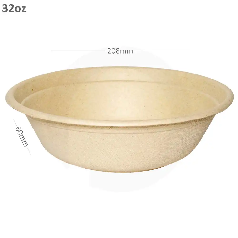 [062004] 32oz Bagasse Sugarcane Round Bowl 300/ctn