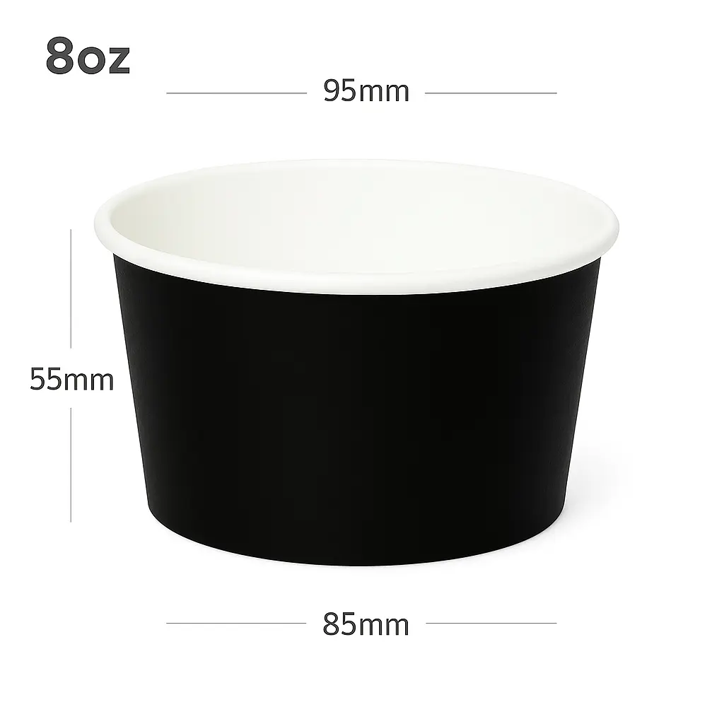 [051018] Black - 8oz White Paper Ice Cream Cup 1000/ctn