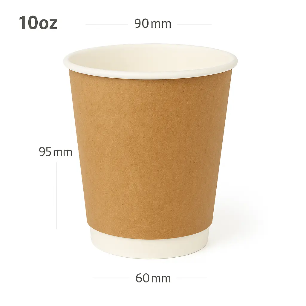 10oz Double Wall White Kraft Paper Cup 500/ctn