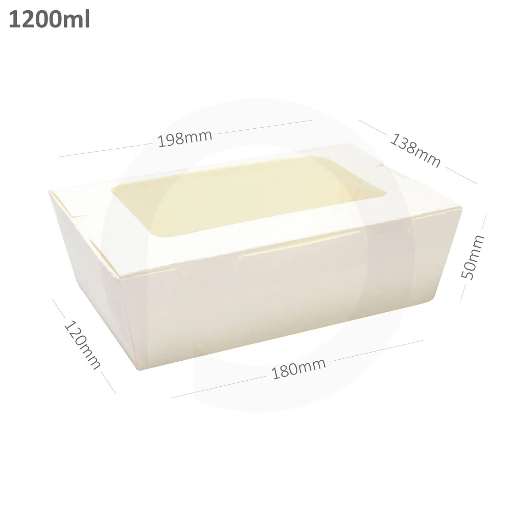 1200ml W White Paper Window Lunch Box 200/ctn