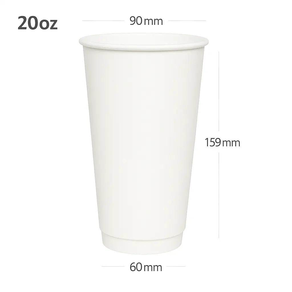 20oz Double Wall White Paper Cup 500/ctn