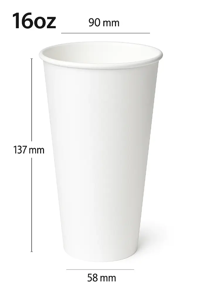 16oz Single Wall White Paper Cup 1000/ctn