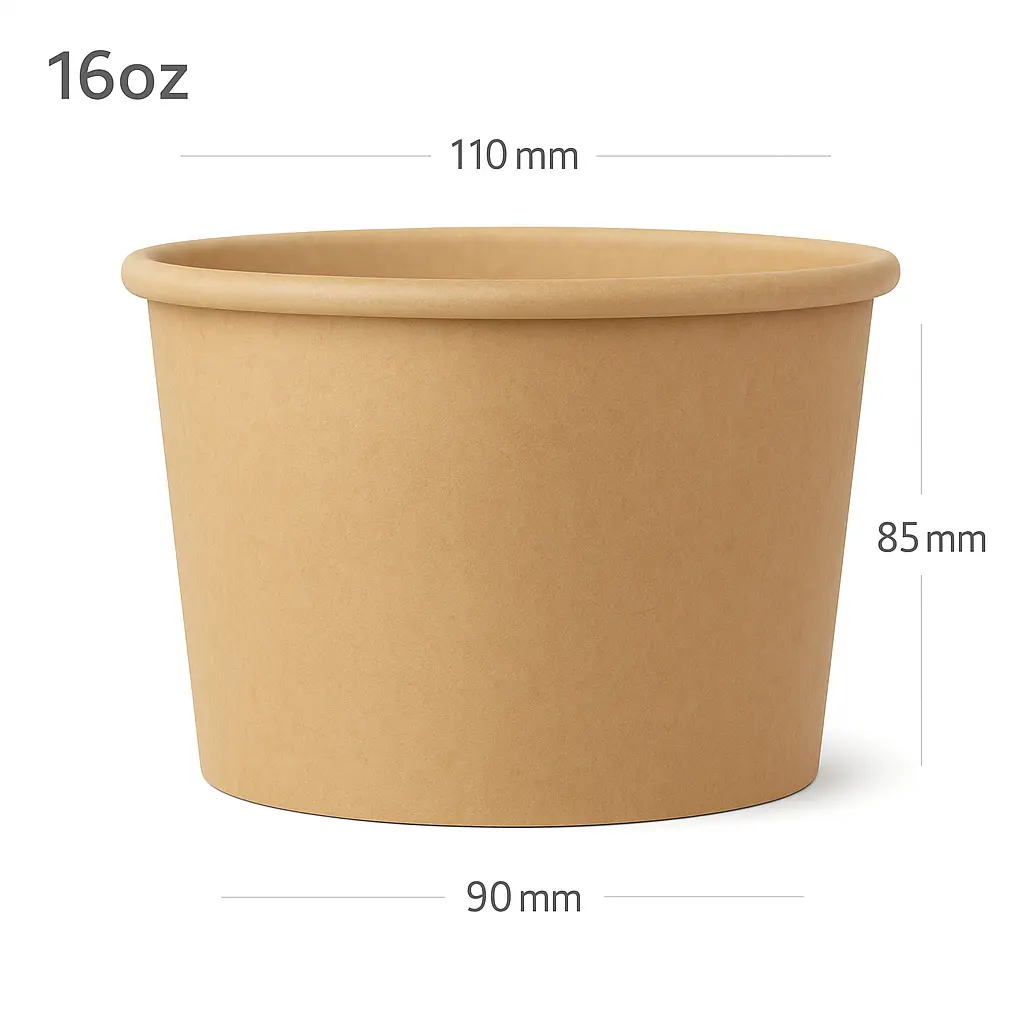 16oz Kraft Paper Ice Cream Cup 1000/ctn
