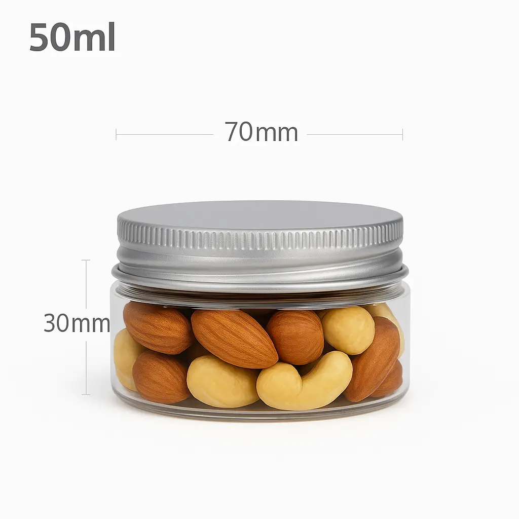50ml/70mm PET Plastic Jar Alu Cap 100/ctn