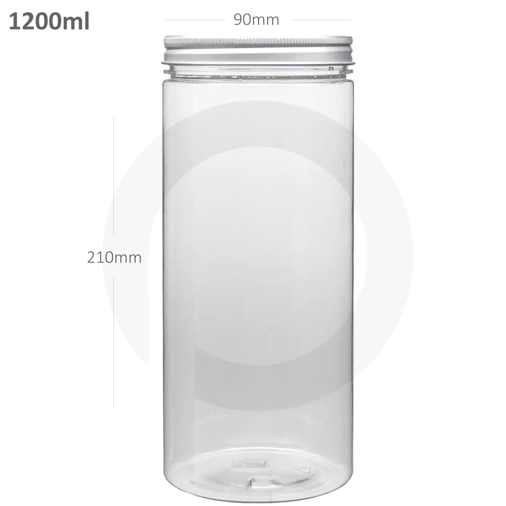1200ml/90mm PET Plastic Jar Alu Cap 50/ctn