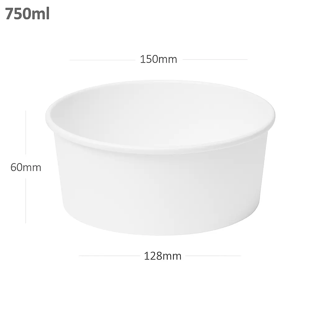 750ml White Paper Salad Bowl 300/ctn