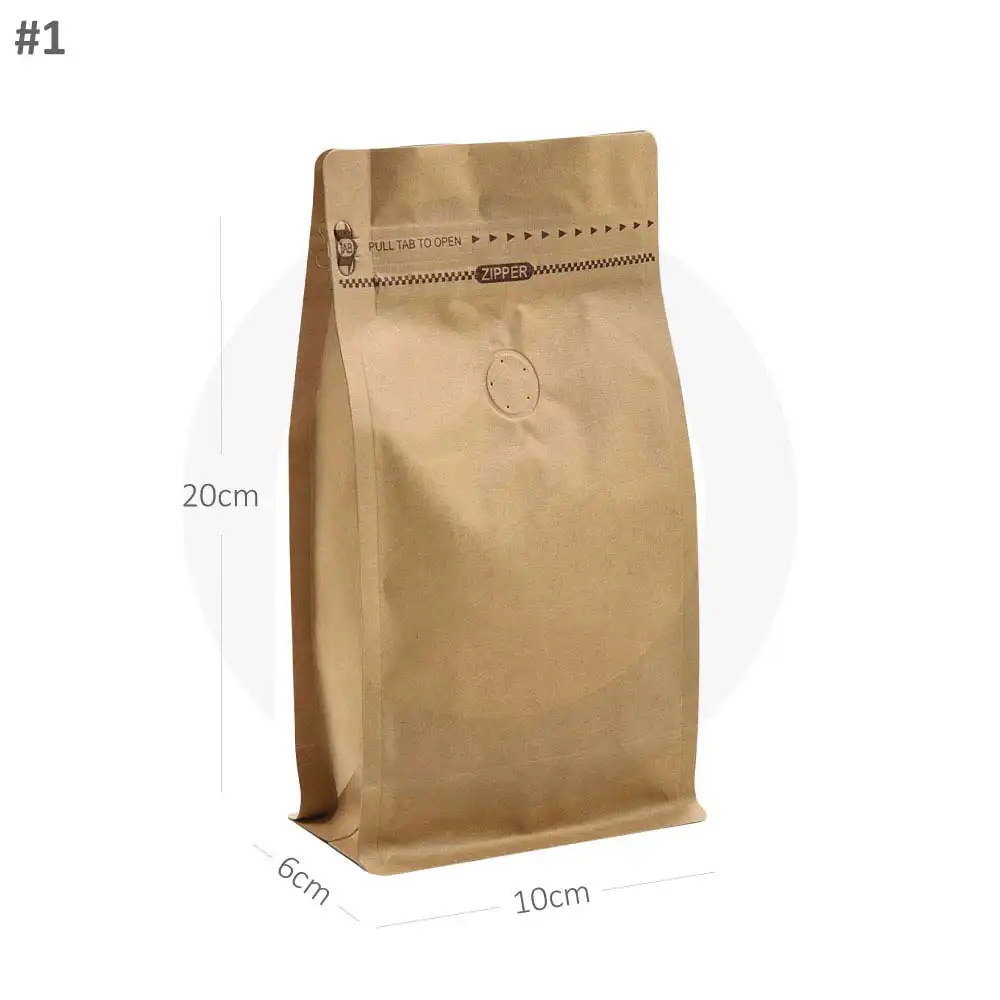 150g Kraft Flat Bottom Ziplock Valve Bag 300/ctn