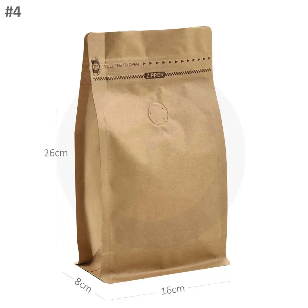 #4 Kraft Flat Bottom Ziplock Valve Bag 300/ctn