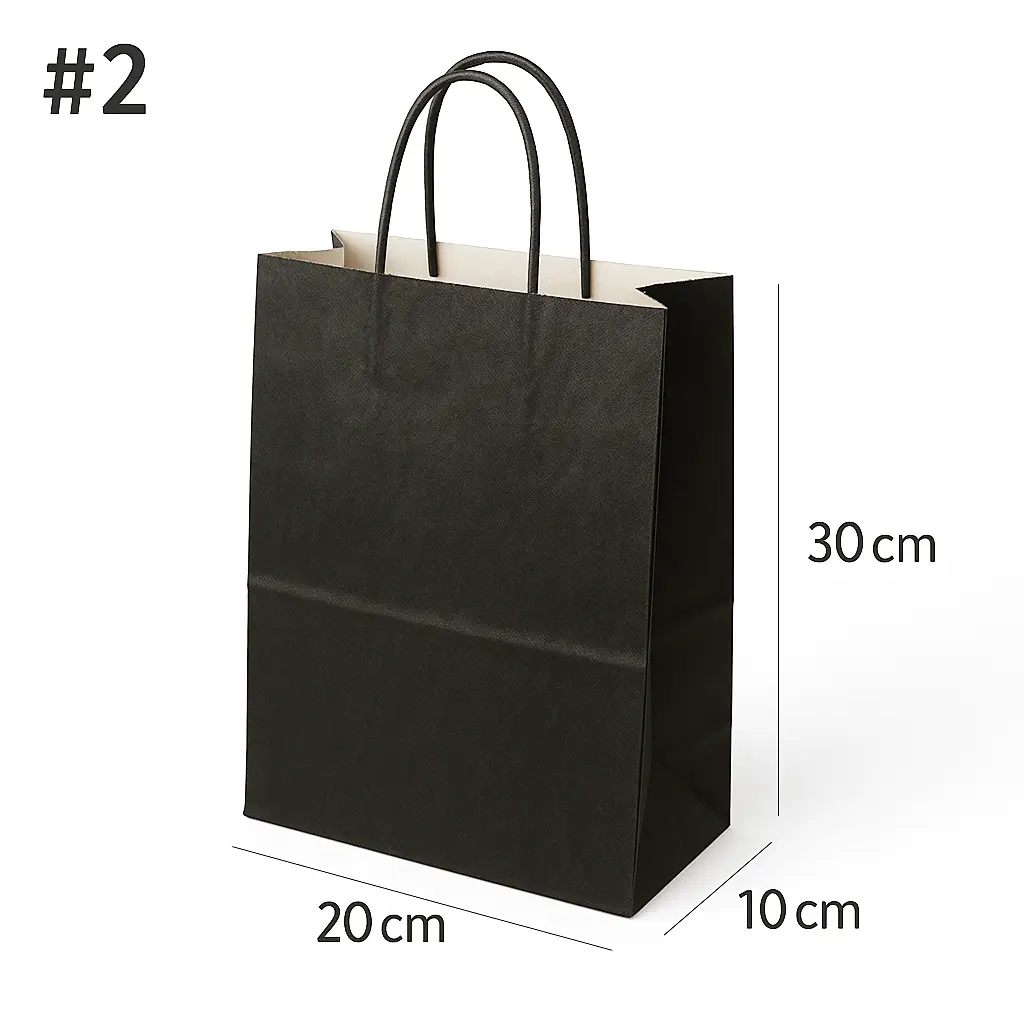 Black - #2 White Paper Twisted Handle Bag 200/ctn