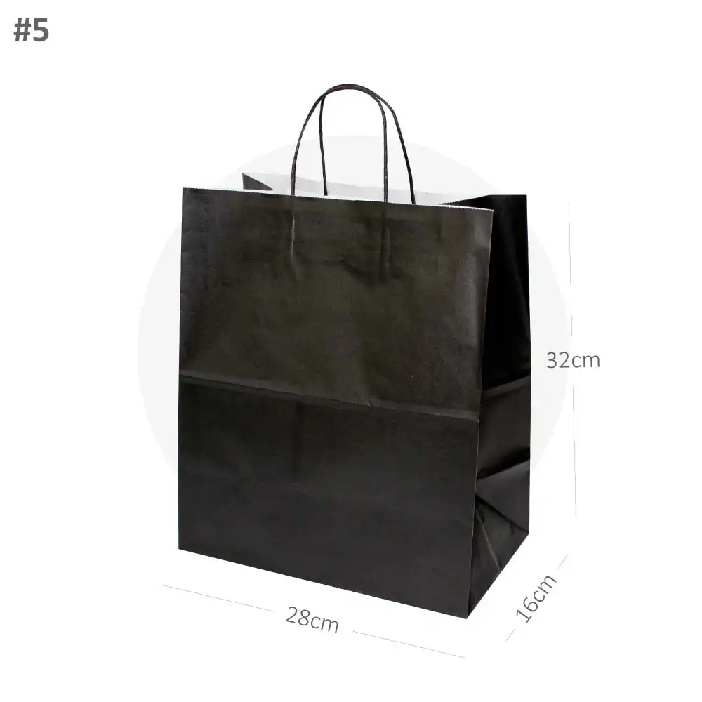 Black - #5 White Paper Twisted Handle Bag 200/ctn