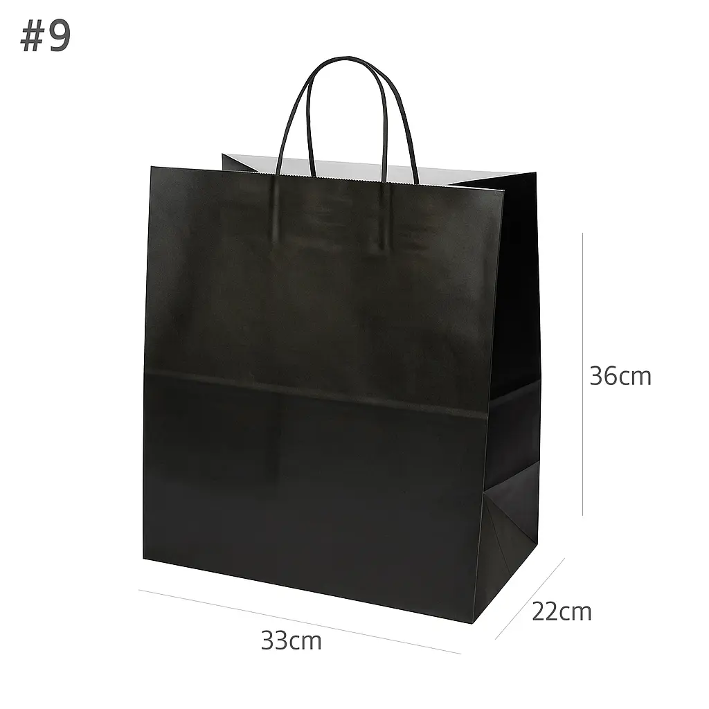 Black - #9 White Paper Twisted Handle Bag 200/ctn