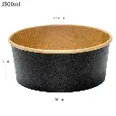Black - 1500ml Kraft Paper Salad Bowl 300/ctn