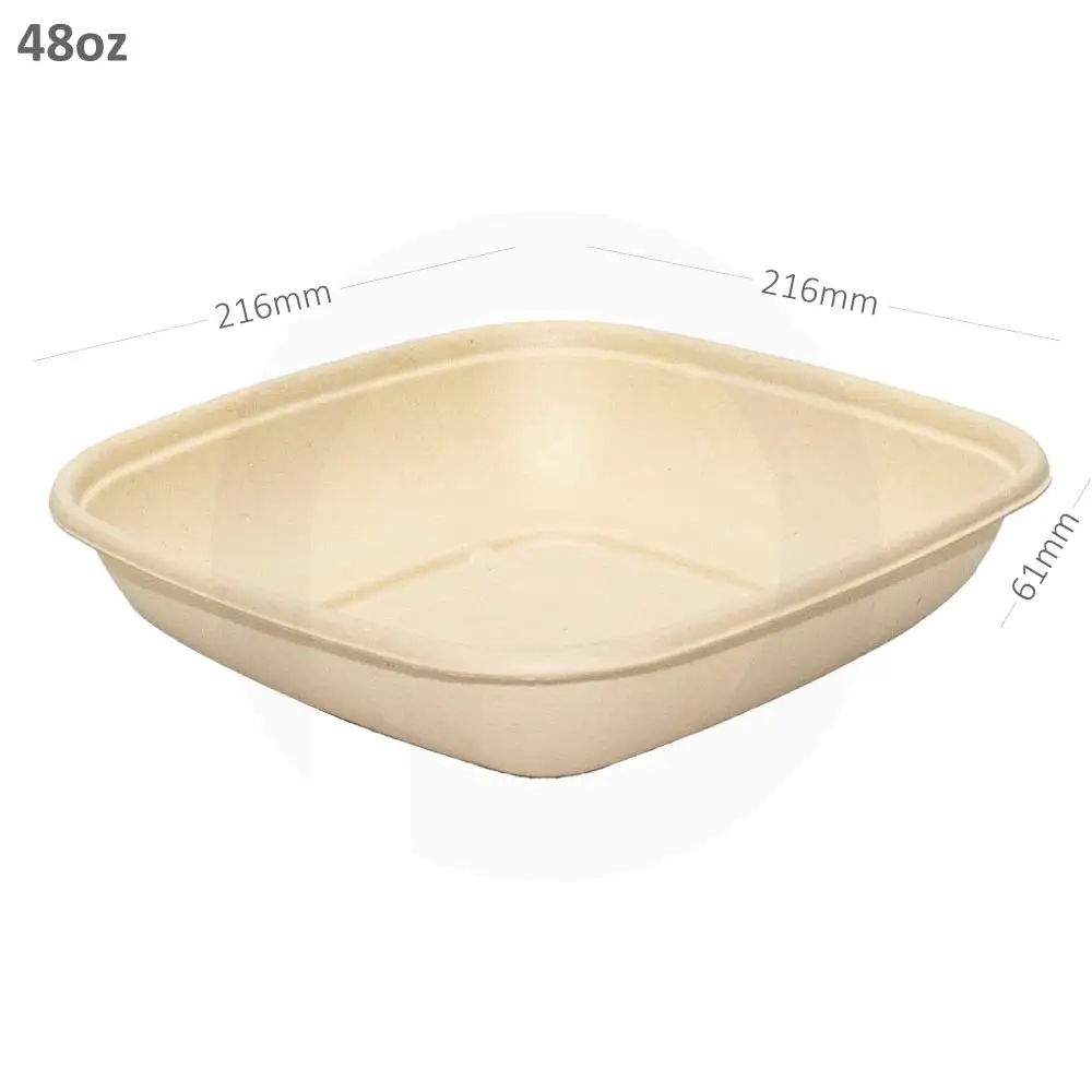 [new406] 48oz Wide Bagasse Sugarcane Food Bowl  300/ctn