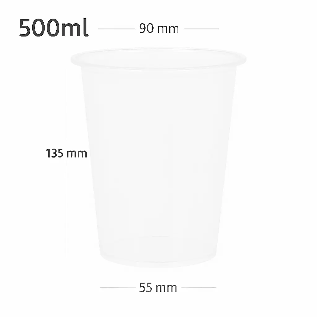 500ml/90mm PP Plastic Cup 500/ctn