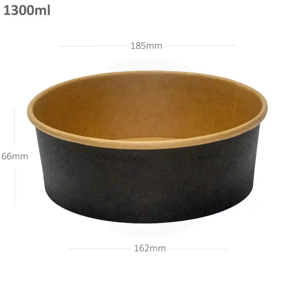 [052049] Black - 1300ml Kraft Paper Salad Bowl 300/ctn
